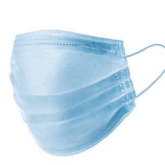 Blue medical face masks isolated on white