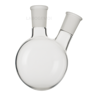 Two-Neck Round-Bottom Flask, with Center Neck and One Angled Side Neck, with Joints